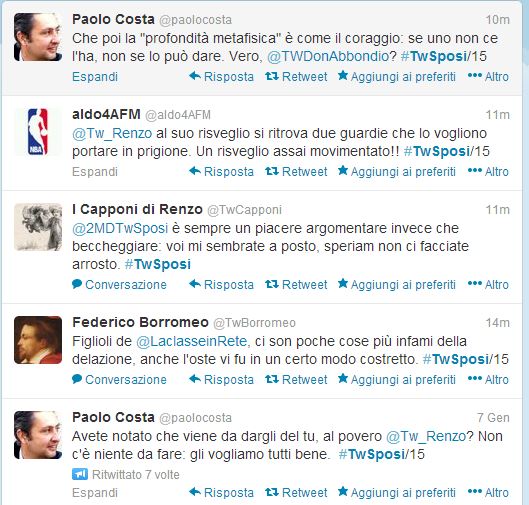 #twsposi: il miglior tweet
dedicato ai Promessi Sposi