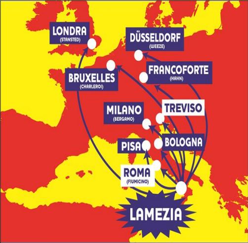 Lamezia diventa base Ryanair
Ecco la mappa dei collegamenti