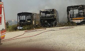 Quattro autobus dismessi dall’azienda
distrutti da un incendio in provincia di Cosenza