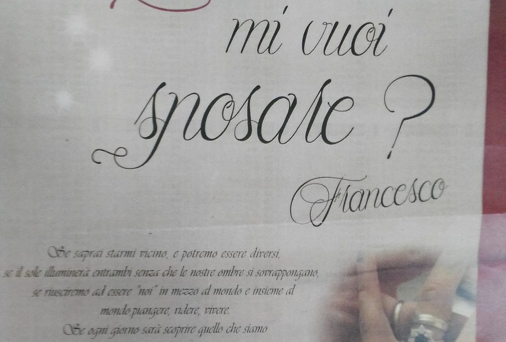 Acquistò una pagina sul Quotidiano: sposami Due anni dopo Francesco si unirà a Rosaria