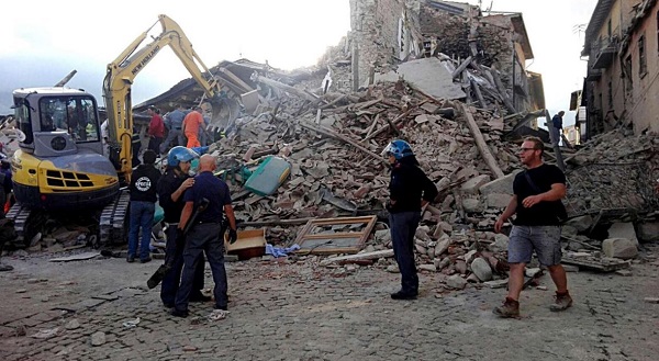 Una immagine dei danni per il terremoto nel Centro Italia