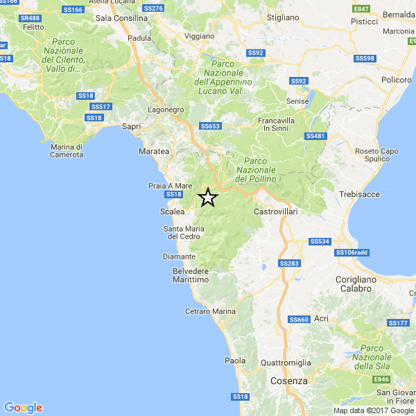 Sciame sismico registrato in provincia di CosenzaSul Pollino il terremoto ha raggiunto magnitudo 3.5
