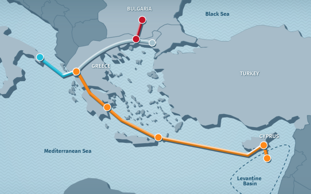 Il tracciato del gasdotto nel Mediterraneo