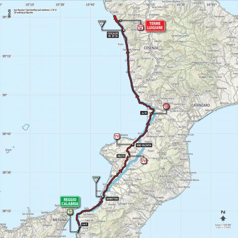 Planimetria della tappa Reggio Calabria Terme Luigiane