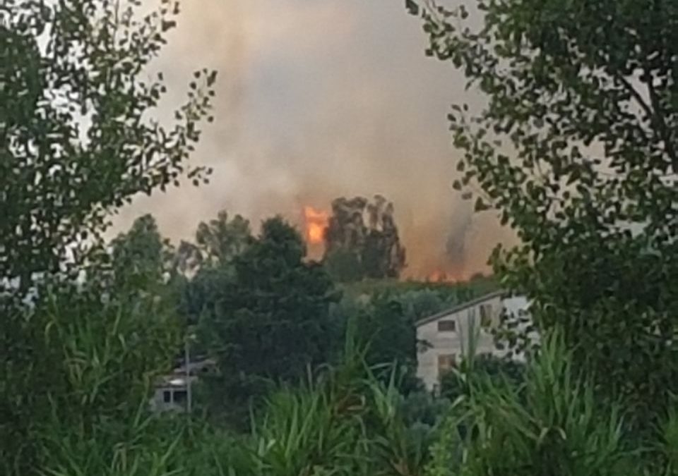 VIDEO – Incendio tra Rende e Castrolibero  L’elicottero difende le case minacciate dal rogo