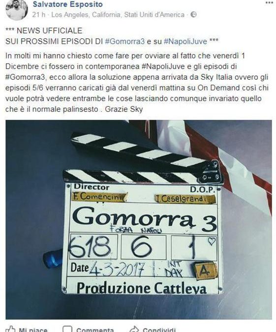 Napoli-Juve, Gomorra anticipa on demand
