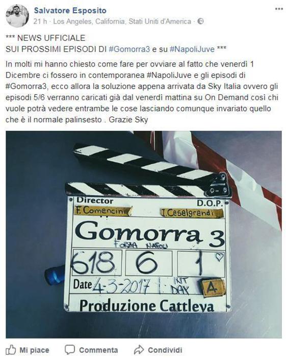 Napoli-Juve, Gomorra anticipa on demand