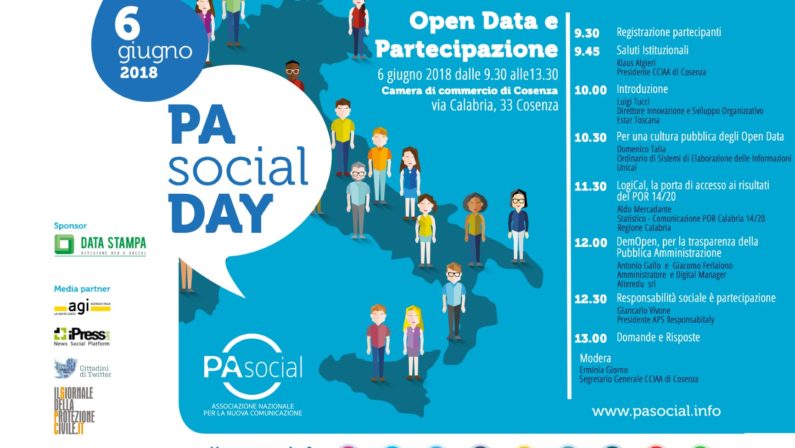 A Cosenza il Pa Social Day nella Camera di Commercio
Una giornata per scoprire gli Open Data e la partecipazione