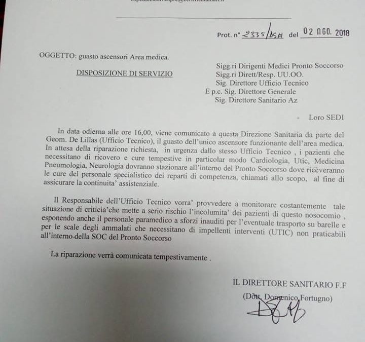 La disposizione del direttore sanitario