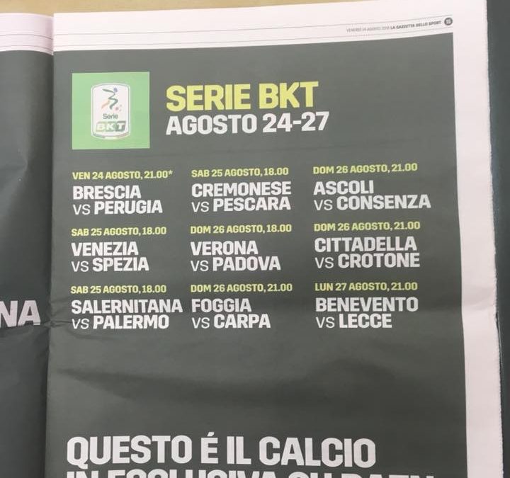 Il calendario pubblicato sui quotidiani