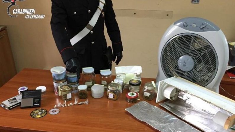Un centro per la produzione e lo spaccio di drogaScoperto nel Catanzarese, arrestato un uomo