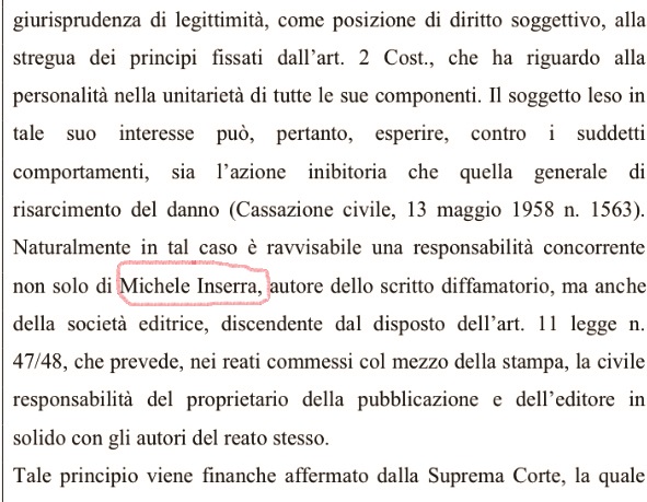 L'errore riportato nelle motivazioni della sentenza