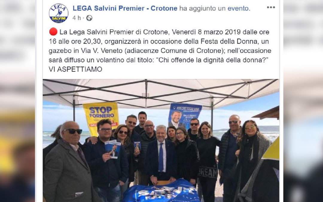 Il post su facebook che annuncia la prossima distribuzione del volantino