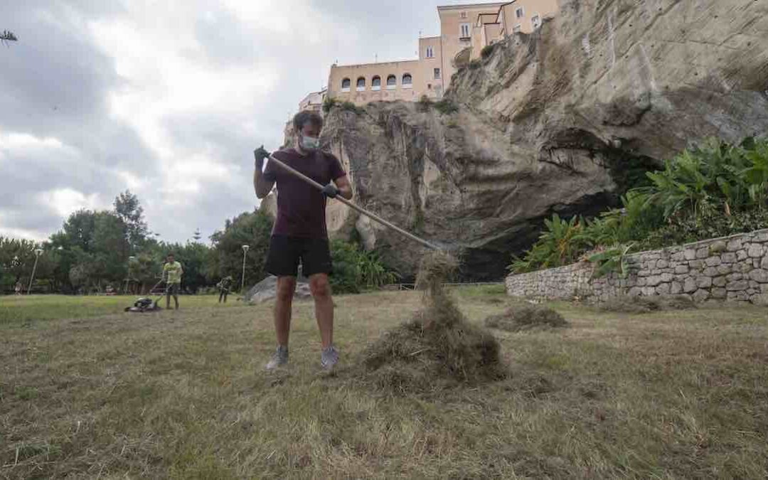 Volontari al lavoro nel parco