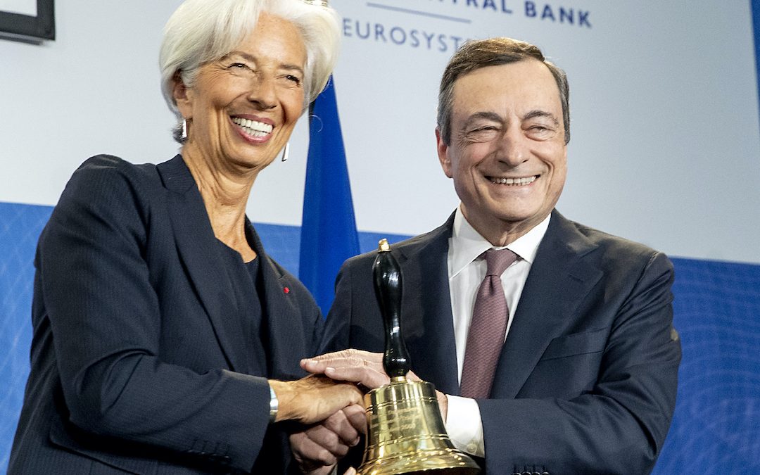 Il presidente della Bce Christine Lagarde con il premier Mario Draghi