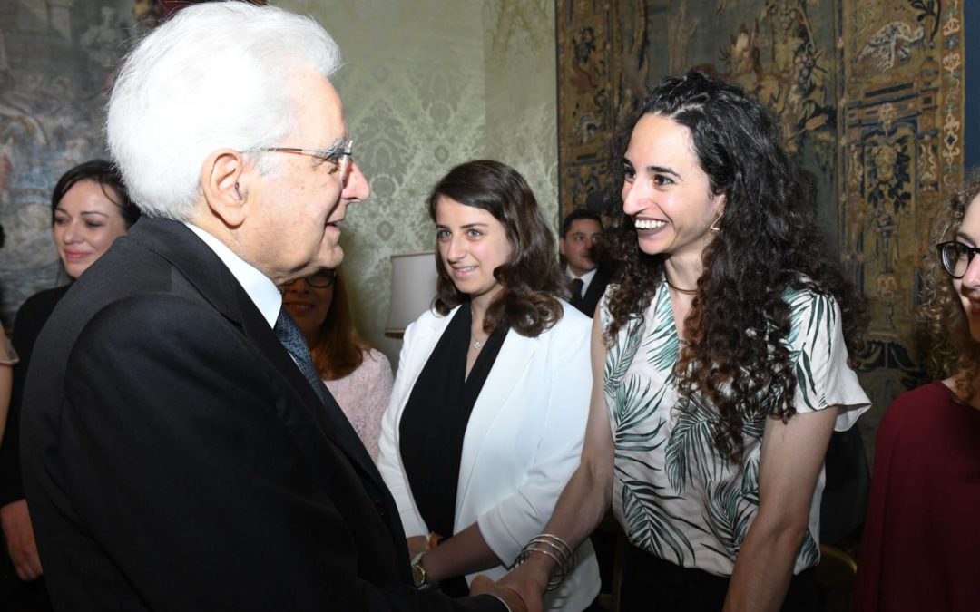 Roberta Monteleone assieme al presidente della Repubblica Sergio Mattarella