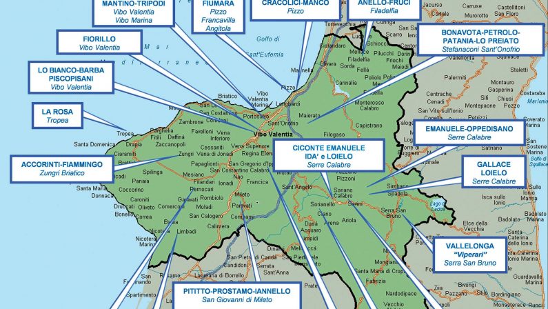 FOTO - Le cosche presenti nelle province calabresi e al NordLa mappatura aggiornata a dicembre 2018 resa nota dalla Dia