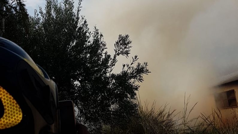 Incendio minaccia case e un capannone industrialeOre di paura a Catanzaro. Chiusa la statale 280