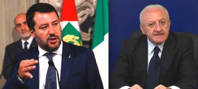 De Luca a Salvini, basta sciocchezze, pronto a un confronto