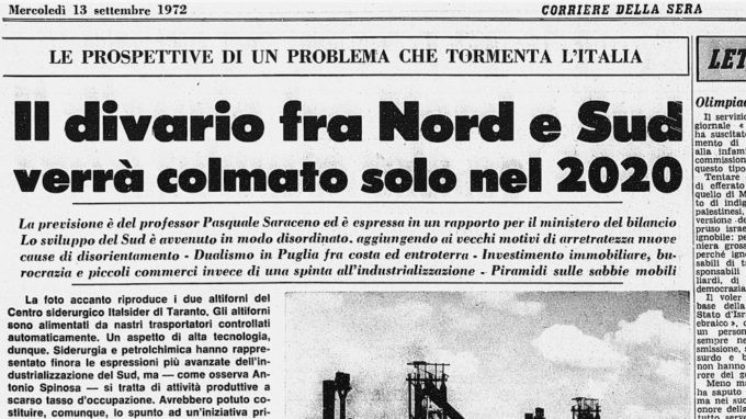L'articolo del Corriere della Sera che sosteneva che il divario tra nord e sud sarebbe stato colmato nel 2020