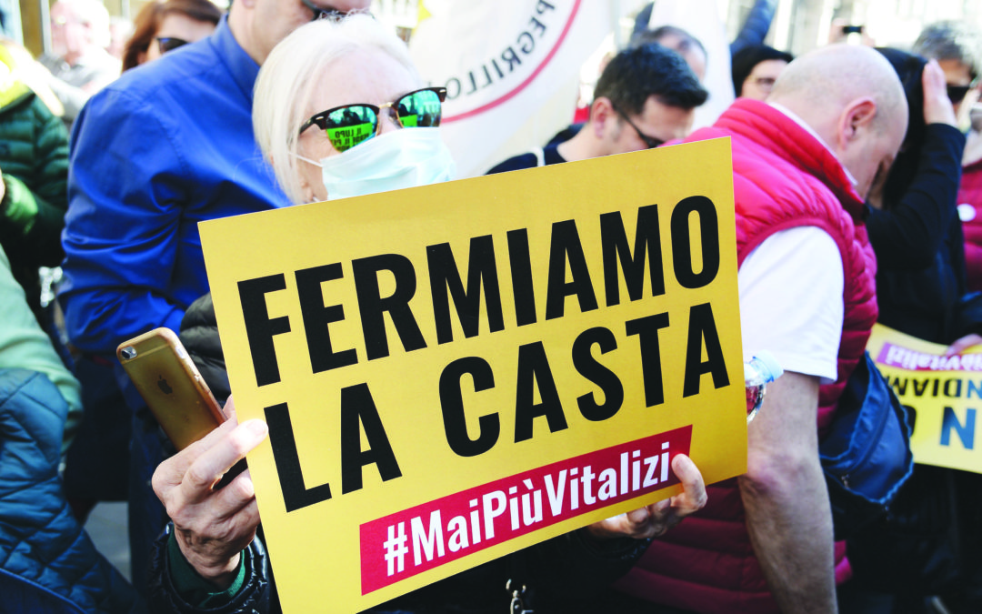 Manifestazione del M5S contro i vitalizi in Piazza SS Apostoli