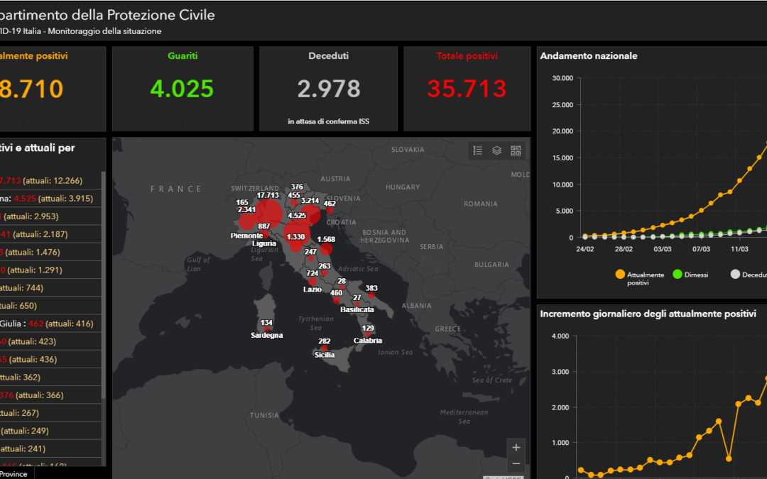 Il Coronavirus in Italia, la mappa interattiva della Protezione Civile