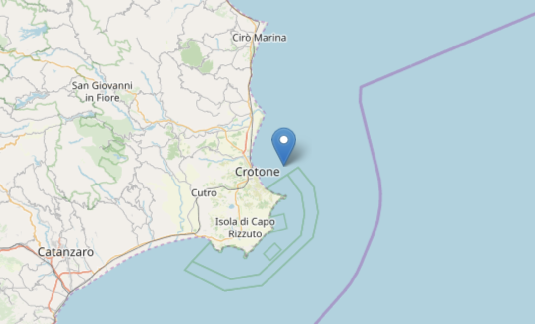 Crotone: lungo sciame sismico all’alba, la scossa di terremoto più forte di magnitudo 3.8