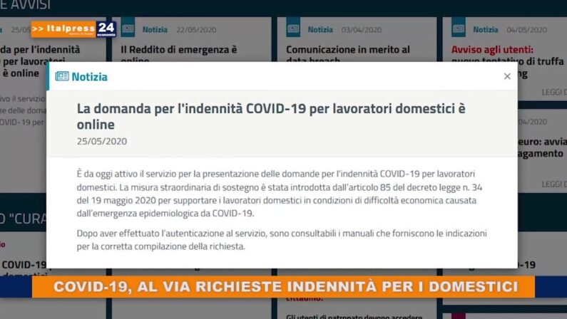 Inps, al via richieste di indennità per i domestici