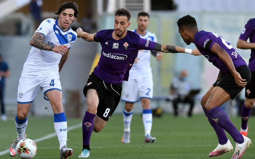 Pezzella risponde al rigore di Donnarumma, Fiorentina-Brescia 1-1
