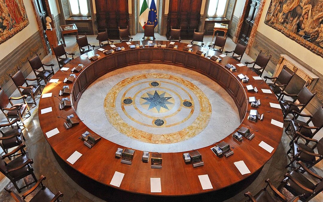La sala del Consiglio dei Ministri