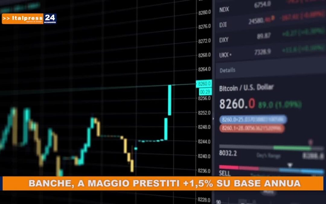 Banche, a maggio prestiti +1,5% su base annua