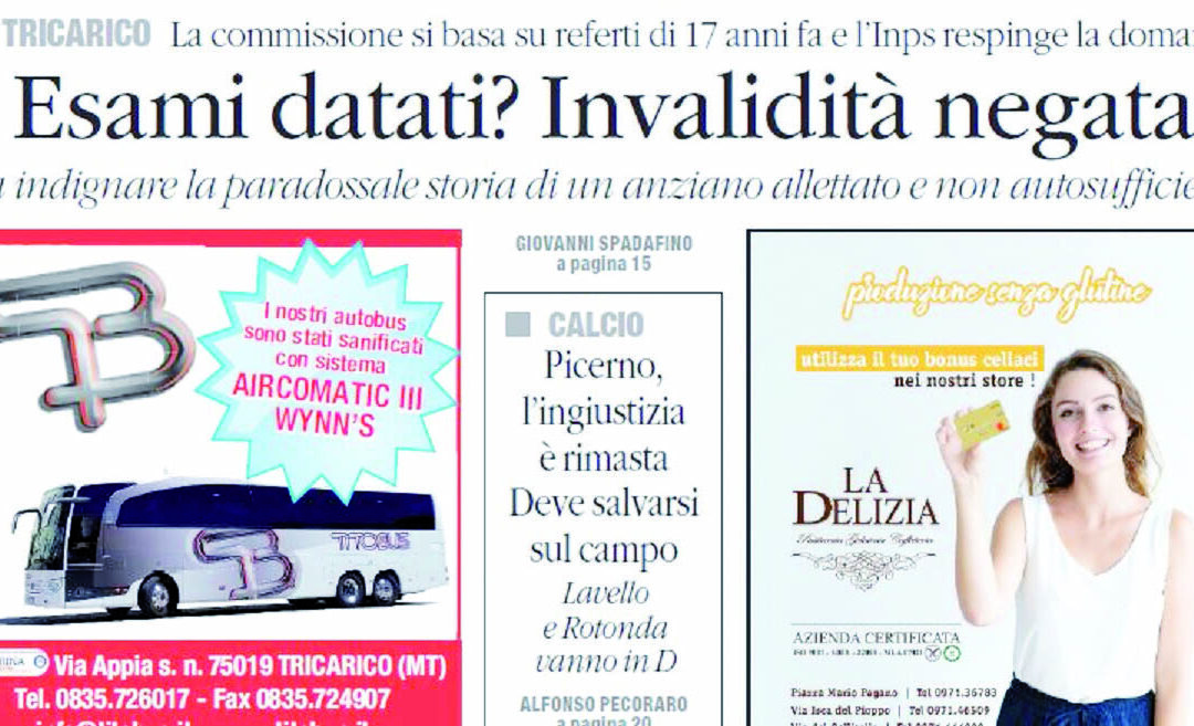 Il titolo di denuncia in prima pagina del Quotidiano del Sud di sabato scorso