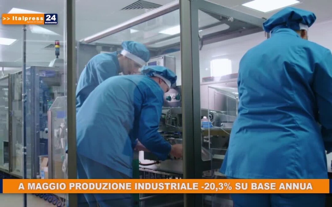 A maggio produzione industriale -20,3% su base annua