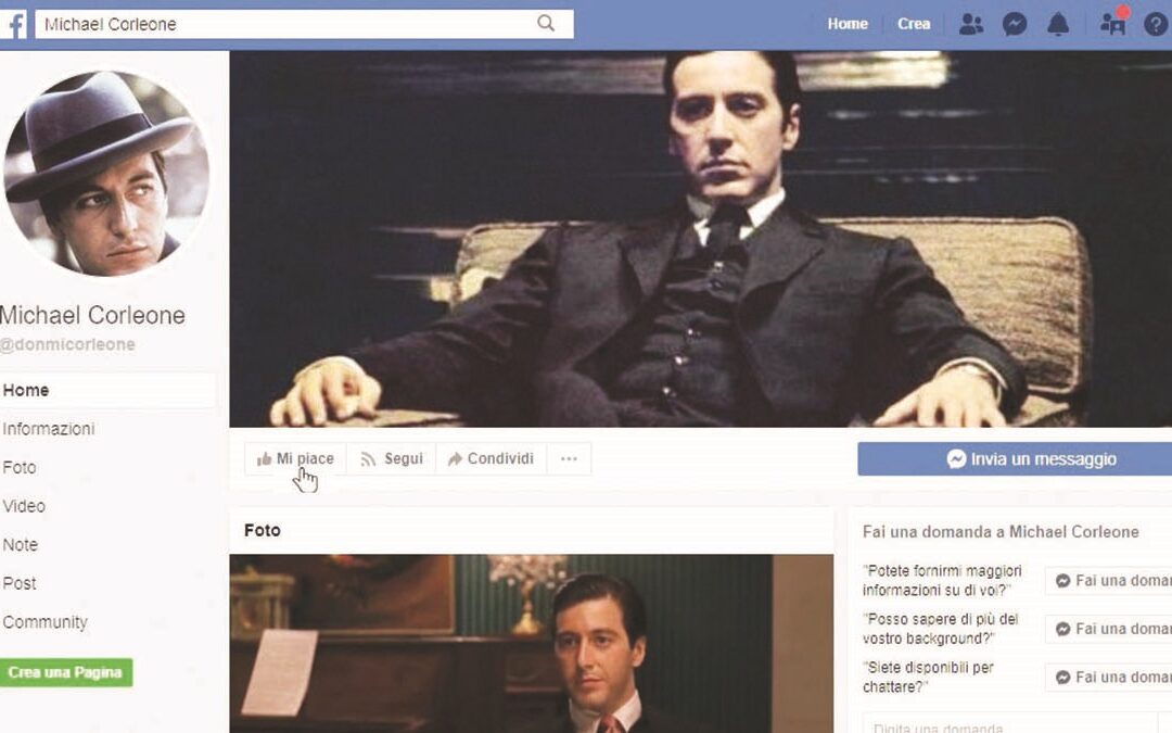 Un profilo social che esalta Al Pacino in versione padrino