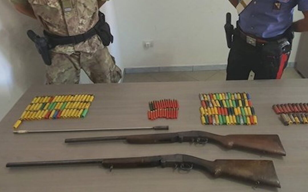 Le armi e le munizioni sequestrate dai carabinieri