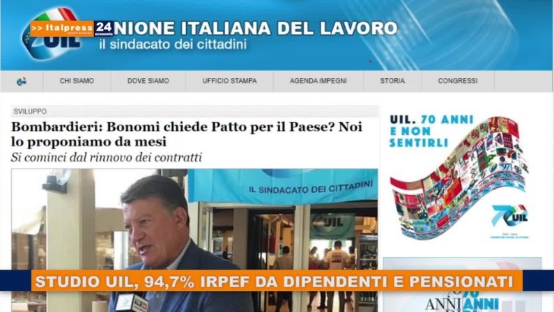 Studio UIL, 94,7% IRPEF da dipendenti e pensionati