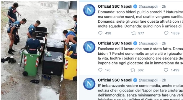 Calcio Napoli, crioterapia nei bidoni della raccolta differenziata, la società: “lo fanno tante squadre”