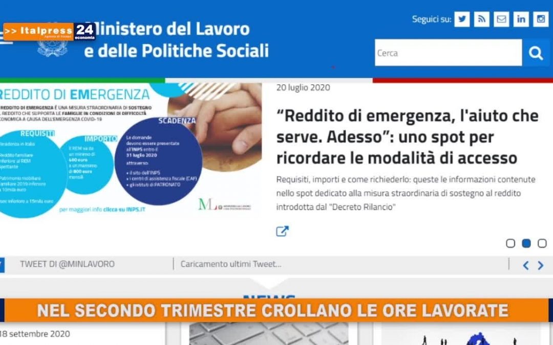 Nel secondo trimestre crollano le ore lavorate