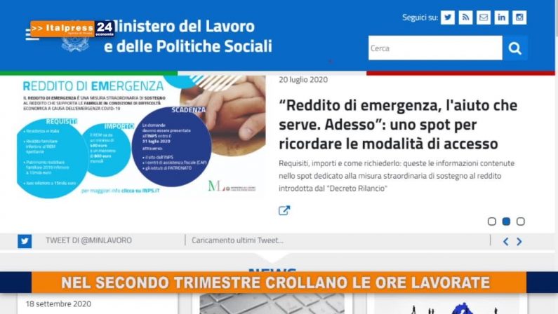 Nel secondo trimestre crollano le ore lavorate