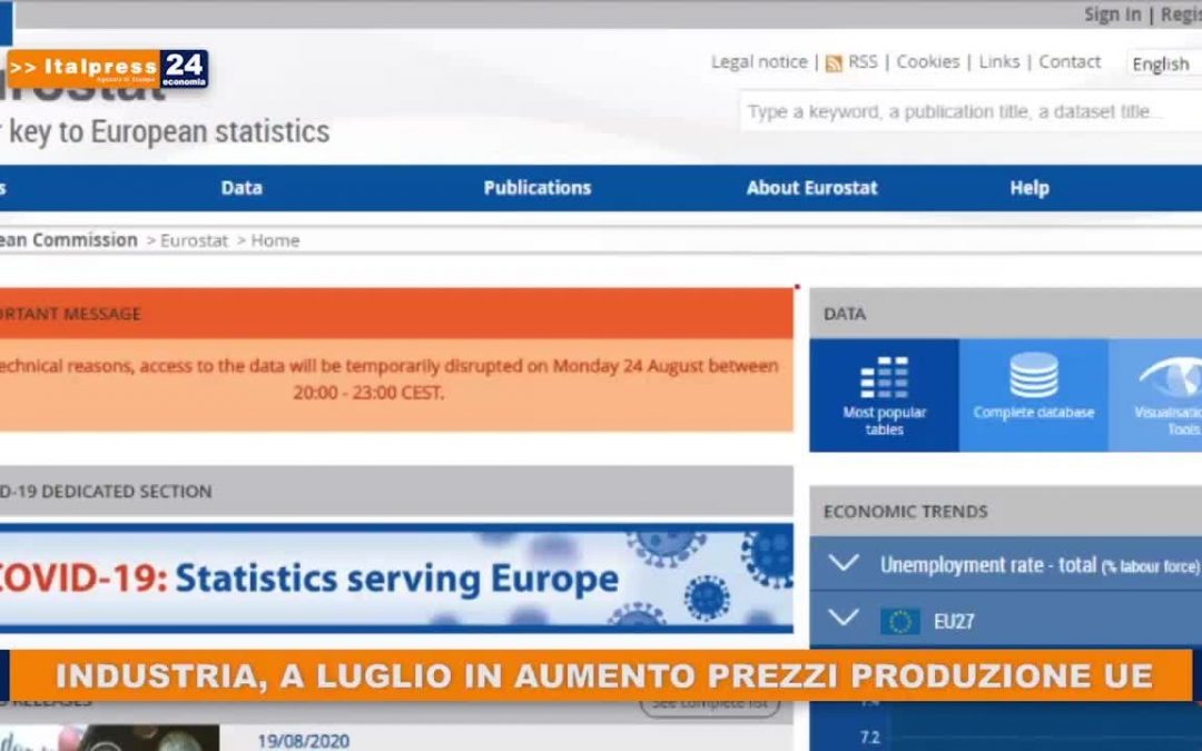 Industria, a luglio in aumento prezzi produzione ue