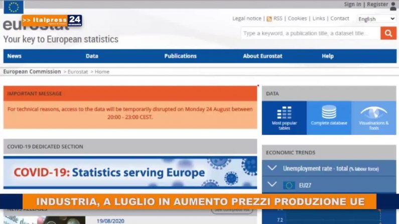 Industria, a luglio in aumento prezzi produzione ue