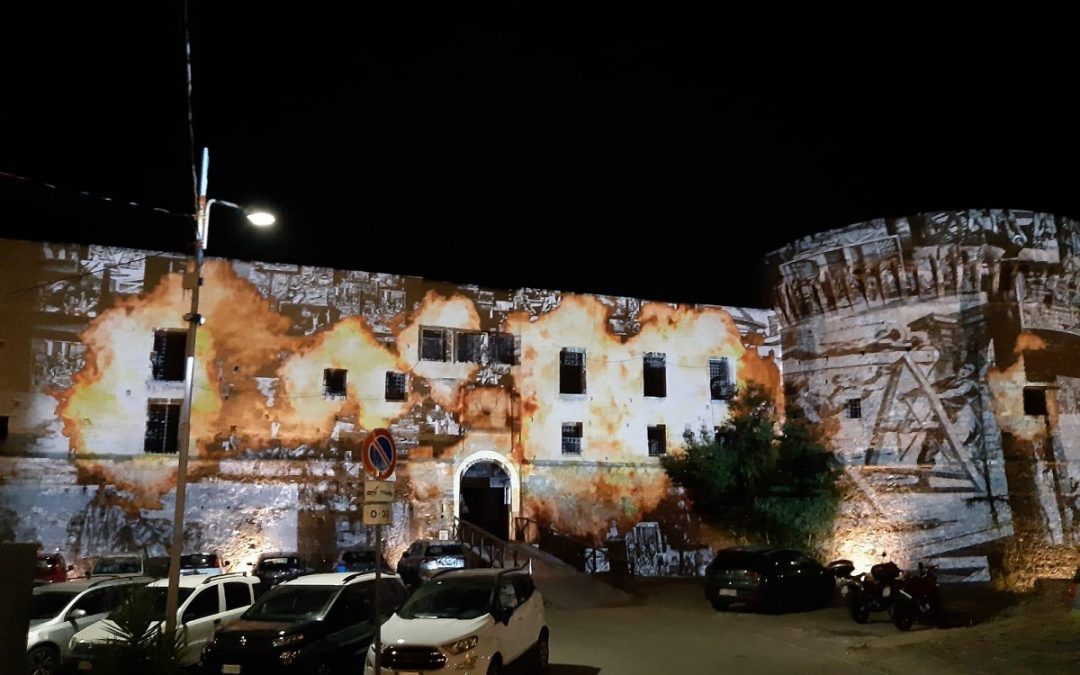 Il Castello aragonese durante le prove dell'allestimento