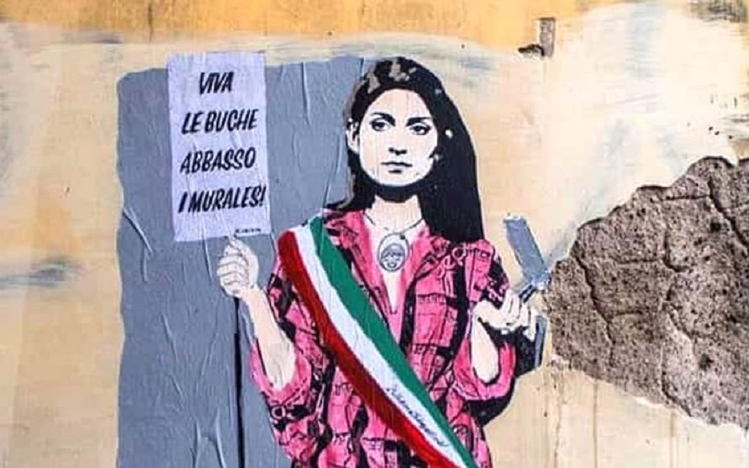 Il murale dedicato alla sindaca di Roma, Virginia Raggi