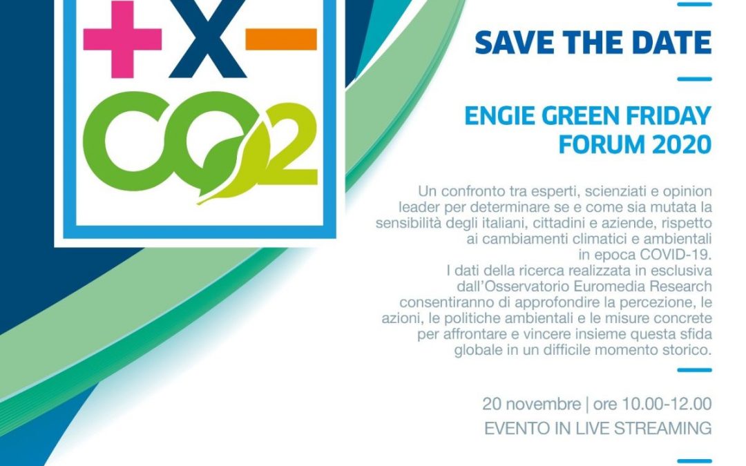 Il 20 novembre si terrà l’Engie Green Friday Forum2020