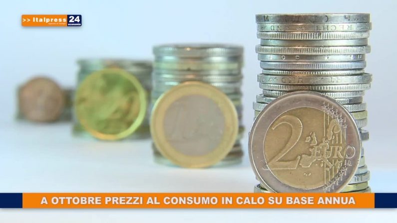 A ottobre prezzi al consumo in calo su base annua