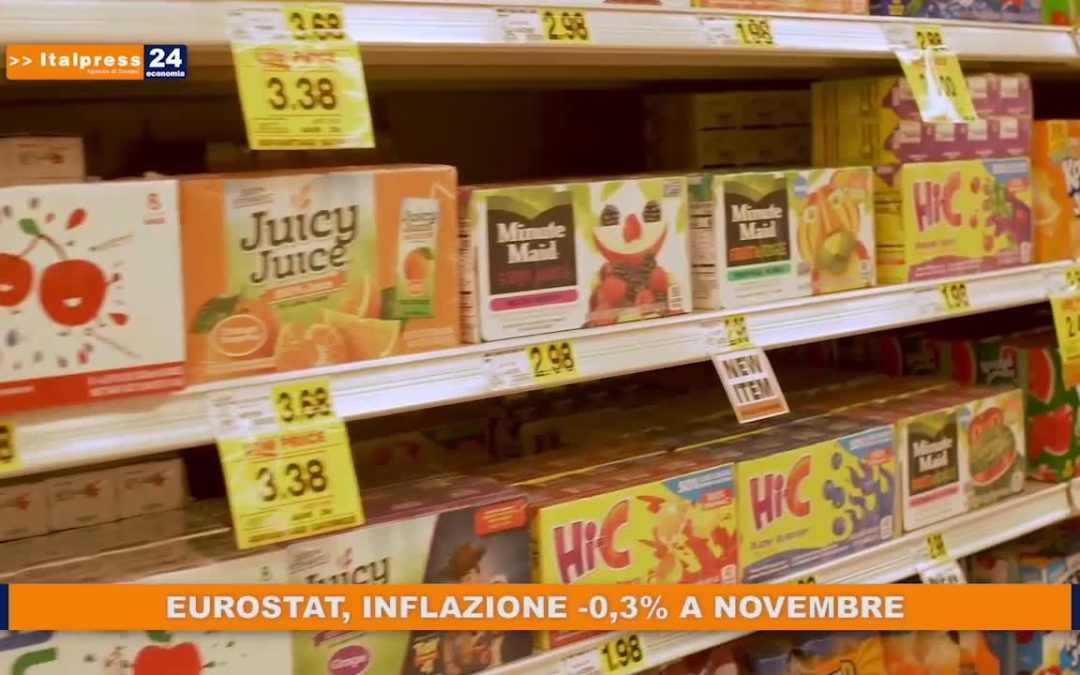 Eurostat, inflazione -0,3% a novembre