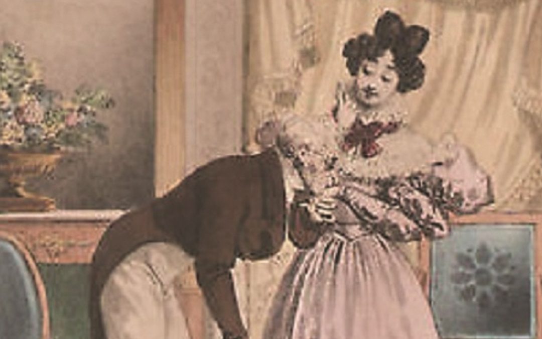Un baciamano in una litografia del 1800