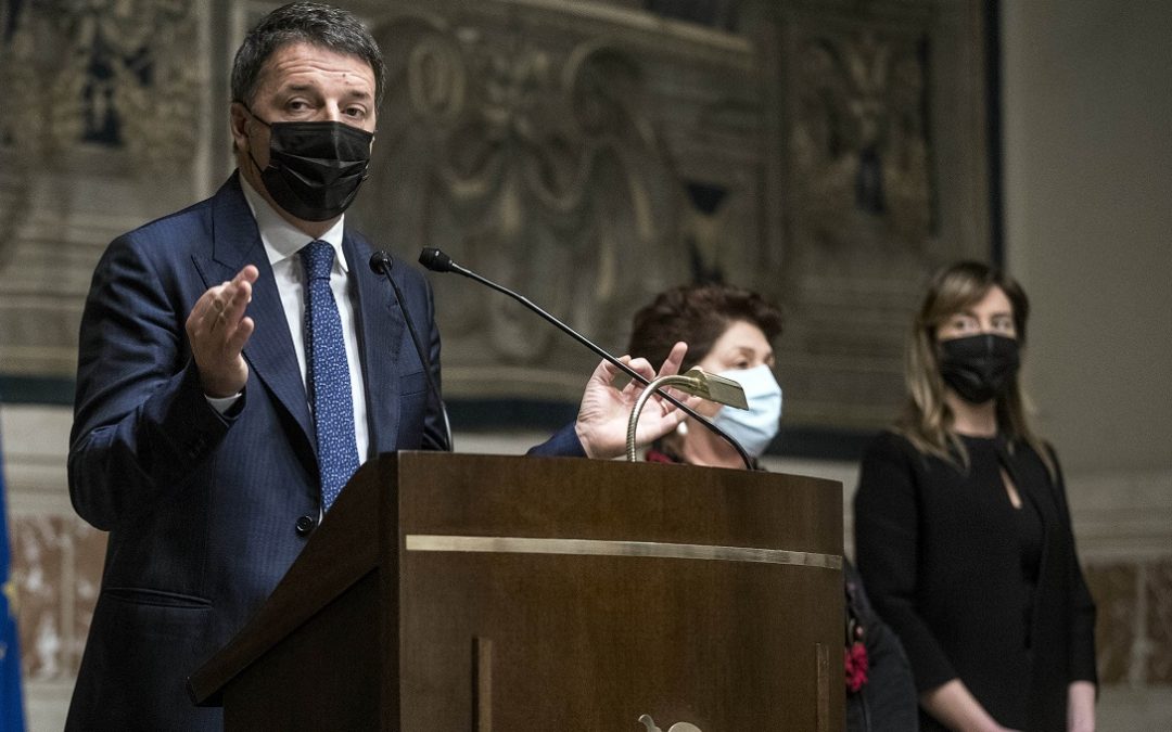 Renzi e la delegazione di Italia Viva dopo l’incontro con Fico