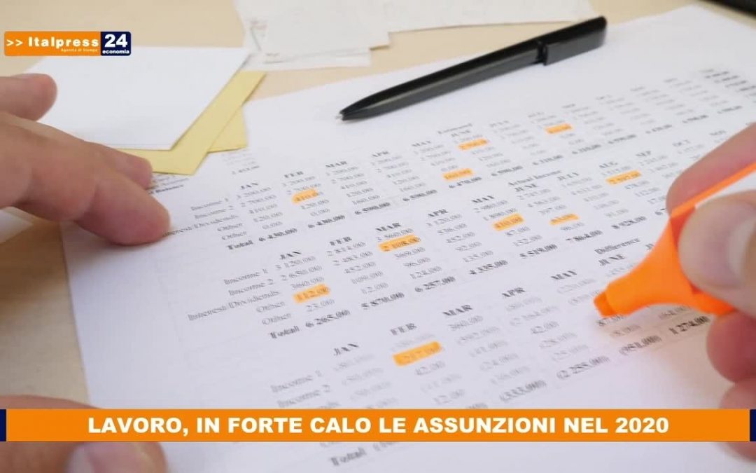 Lavoro, in forte calo le assunzioni nel 2020