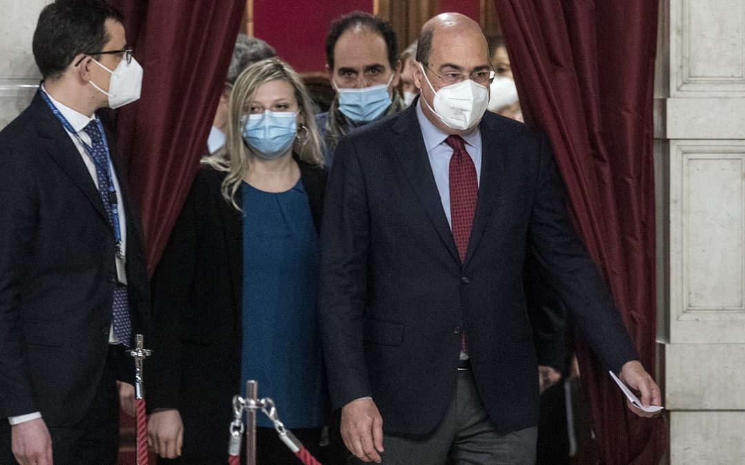 La delegazione del Pd guidata da Nicola Zingaretti